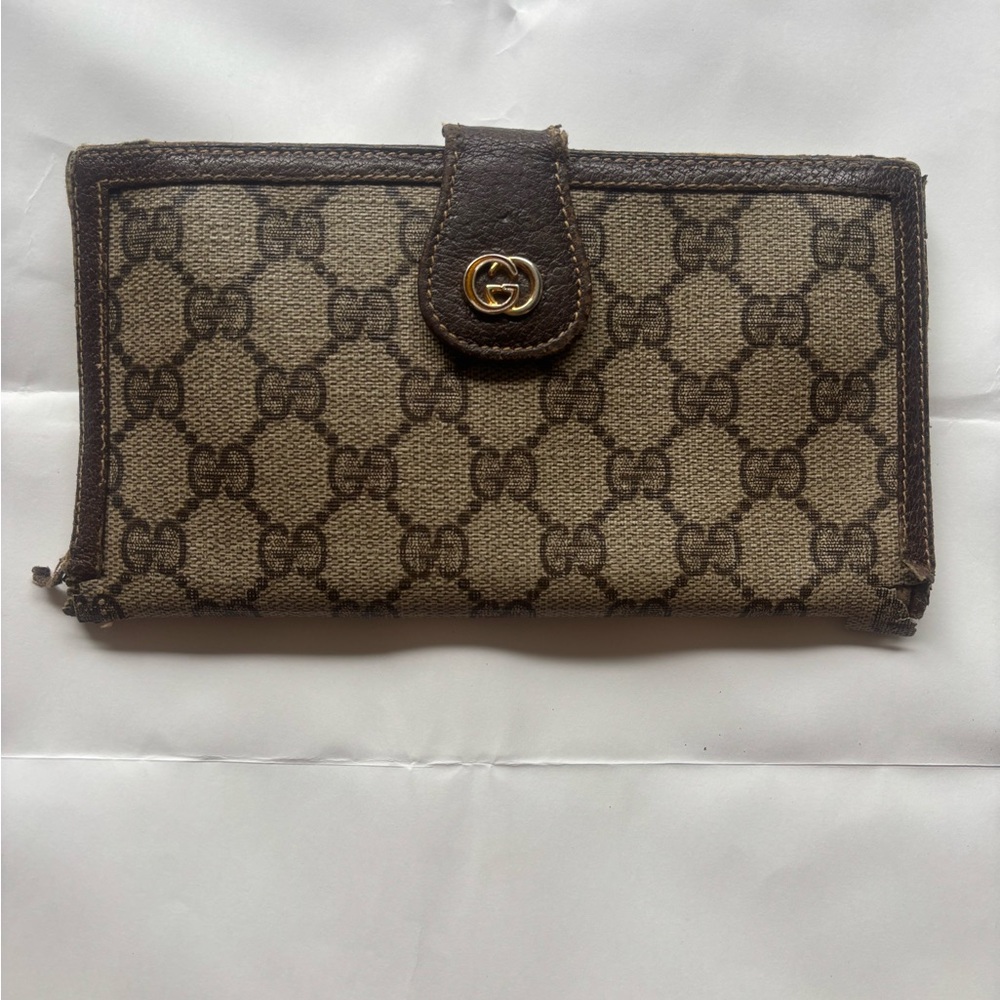 Gucci GG Canvas Wallet in Brown and Tan